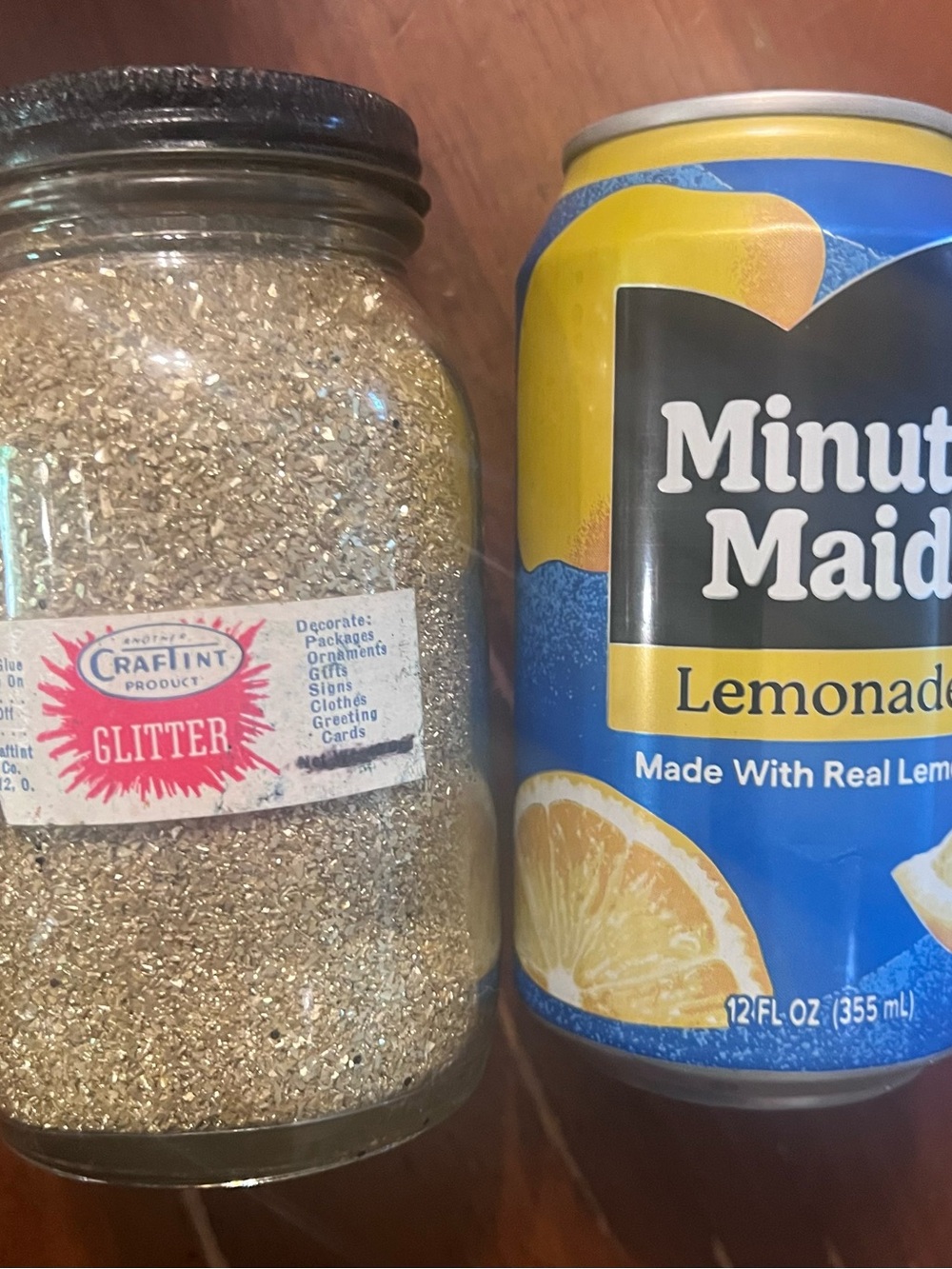 Vintage Glitter Gold Craftint huge Jar full craft supplies DIY 60s? 70s? Rare